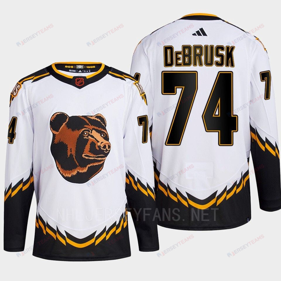 Boston Bruins 2022 Reverse Retro 2.0 Jake DeBrusk 74 White Primegreen Jersey Men's