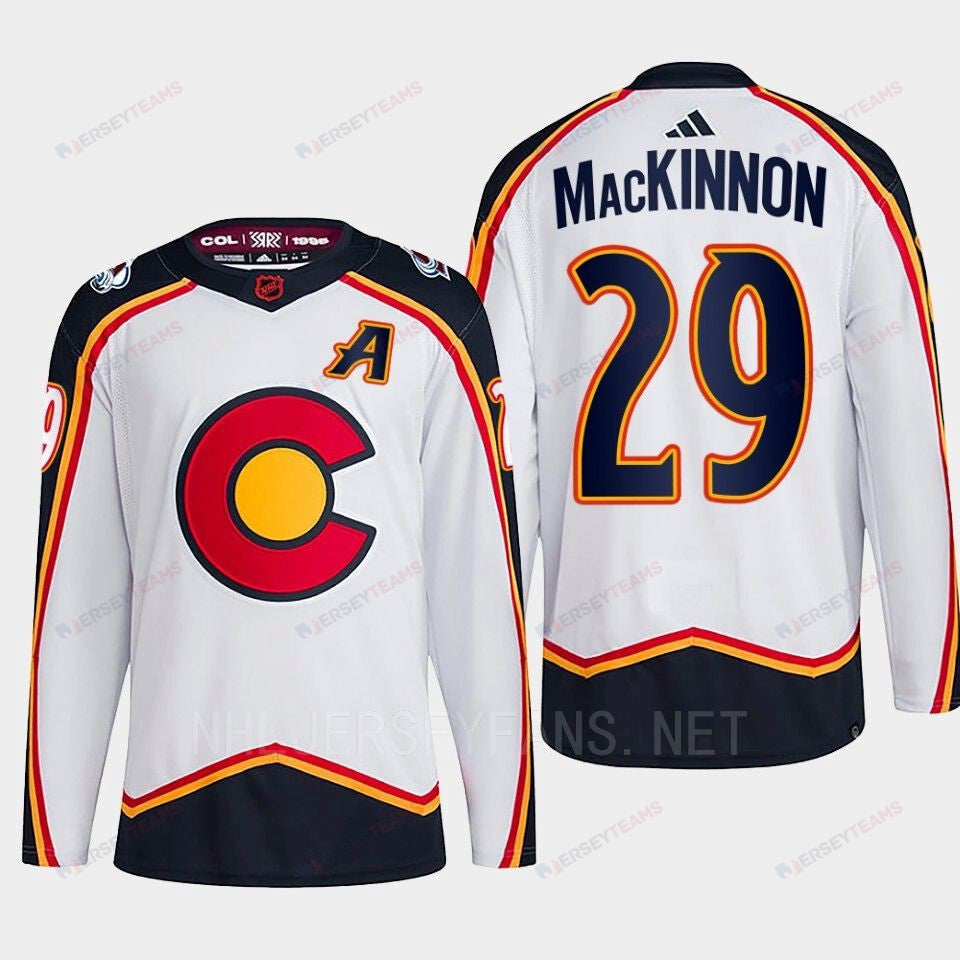 Nathan MacKinnon 29 Reverse Retro 2.0 2022 Colorado Avalanche White Jersey Primegreen