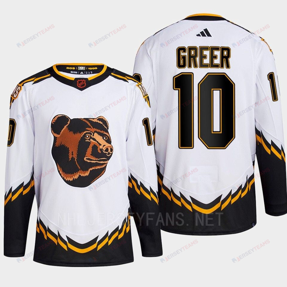 Boston Bruins 2022 Reverse Retro 2.0 A.J. Greer 10 White Primegreen Jersey Men's