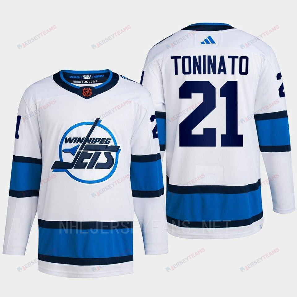 Dominic Toninato 21 Reverse Retro 2.0 2022 Winnipeg Jets White Jersey Primegreen