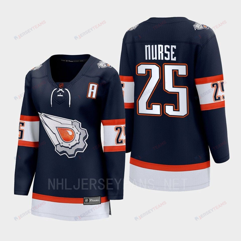 Darnell Nurse 25 Edmonton Oilers 2022 Special Edition 2.0 Women Breakaway Player Retro Jersey Navy