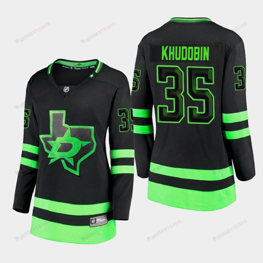 Women's Dallas Stars Anton Khudobin 35 Alternate Blackout Premier Breakaway Black Jersey