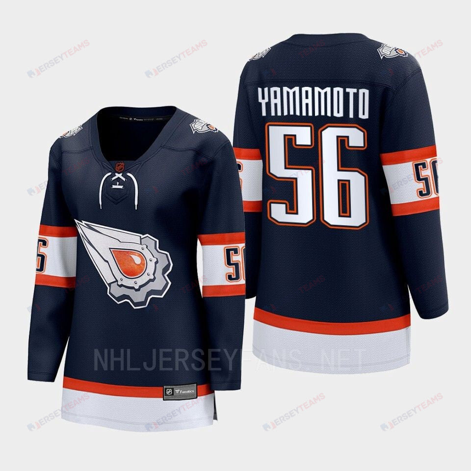 Kailer Yamamoto56 Edmonton Oilers 2022 Special Edition 2.0 Women Breakaway Player Retro Jersey Navy