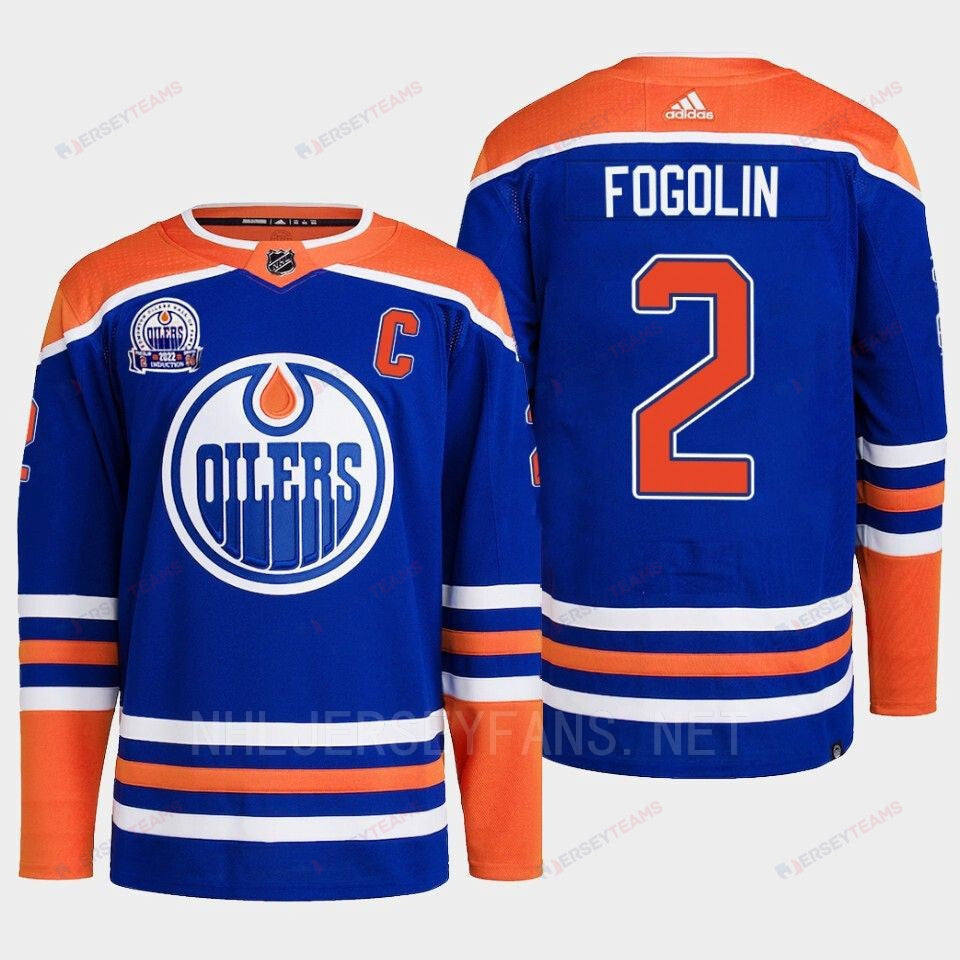 Edmonton Oilers Lee Fogolin 2 Royal Primegreen Hall Of Fame Patch Jersey 2022