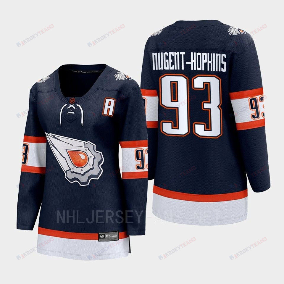 Ryan Nugent-Hopkins 93 Edmonton Oilers 2022 Special Edition 2.0 Women Breakaway Player Retro Jersey Navy