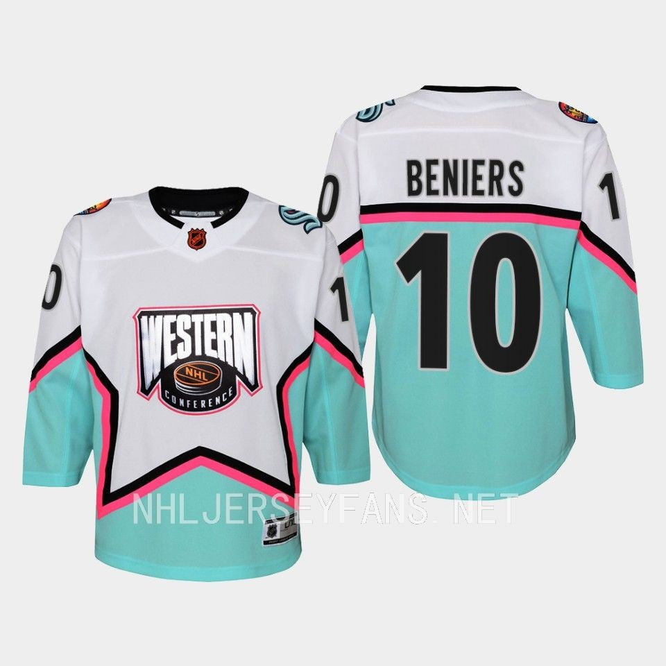 Matty Beniers 10 Seattle Kraken 2023 All-Star Game Jersey White Equipment