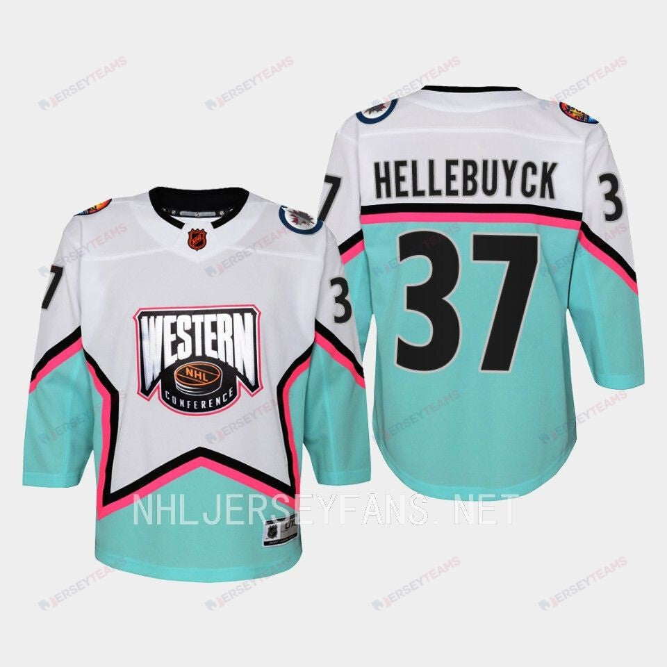 Connor Hellebuyck 37 Winnipeg Jets 2023 All-Star Game Jersey White Equipment