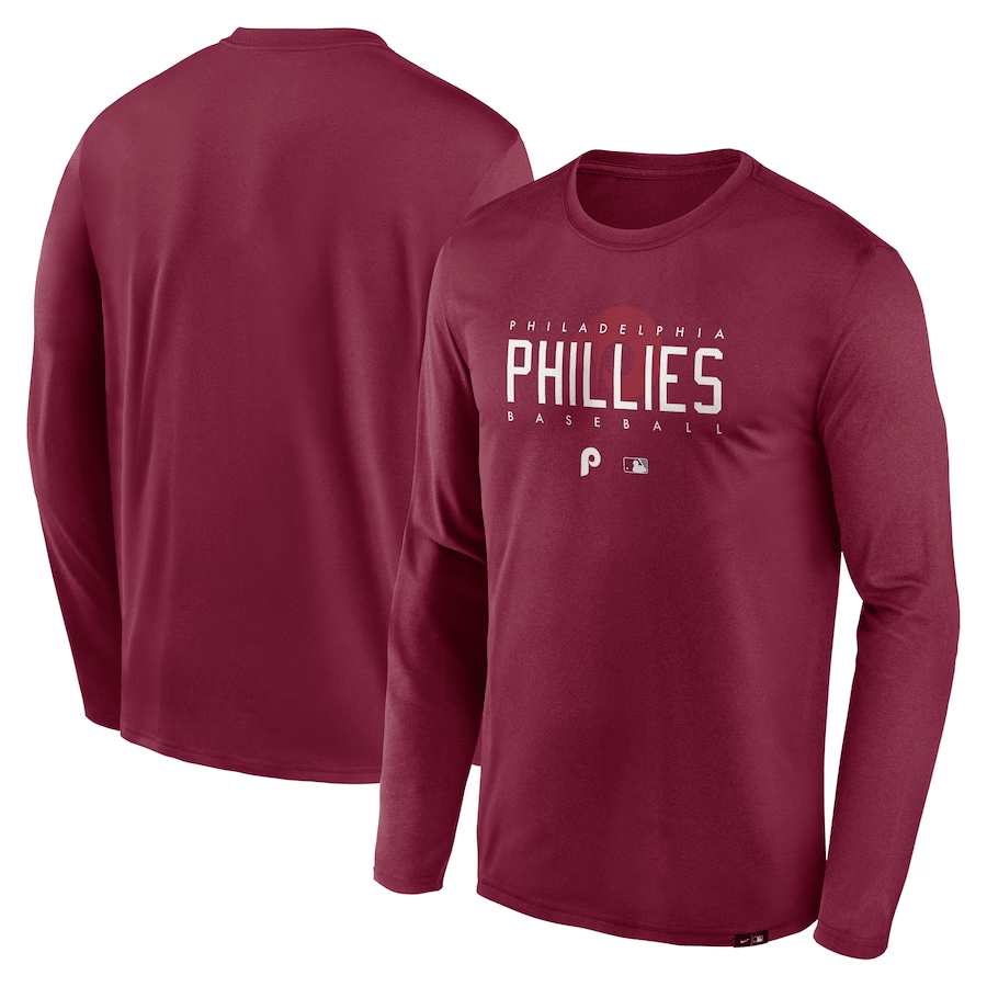 Philadelphia Phillies Team Logo Legend Performance Long Sleeve T-Shirt - Maroon