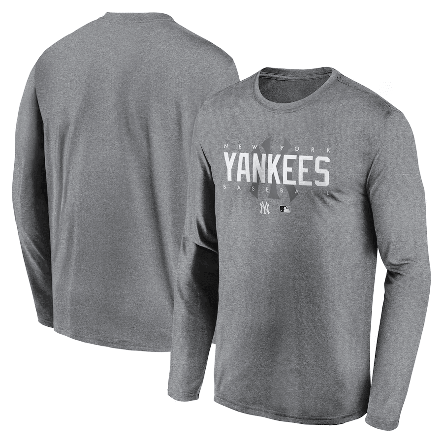 New York Yankees Team Logo Legend Performance Long Sleeve T-Shirt - Heather Gray