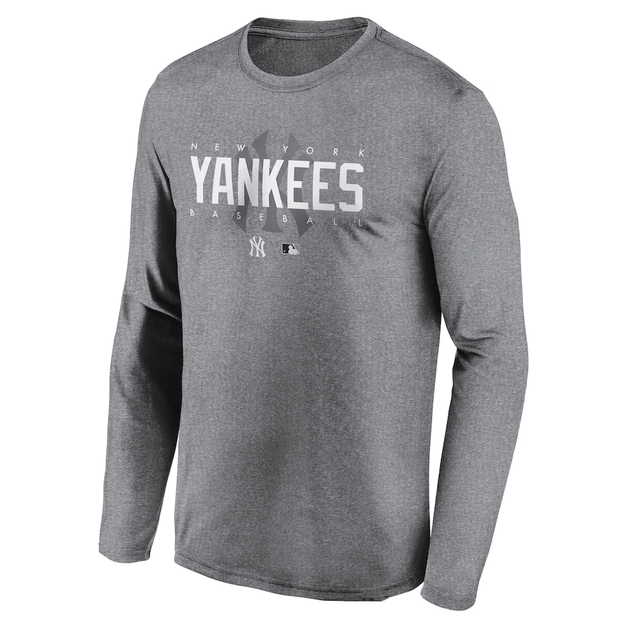 New York Yankees Team Logo Legend Performance Long Sleeve T-Shirt - Heather Gray