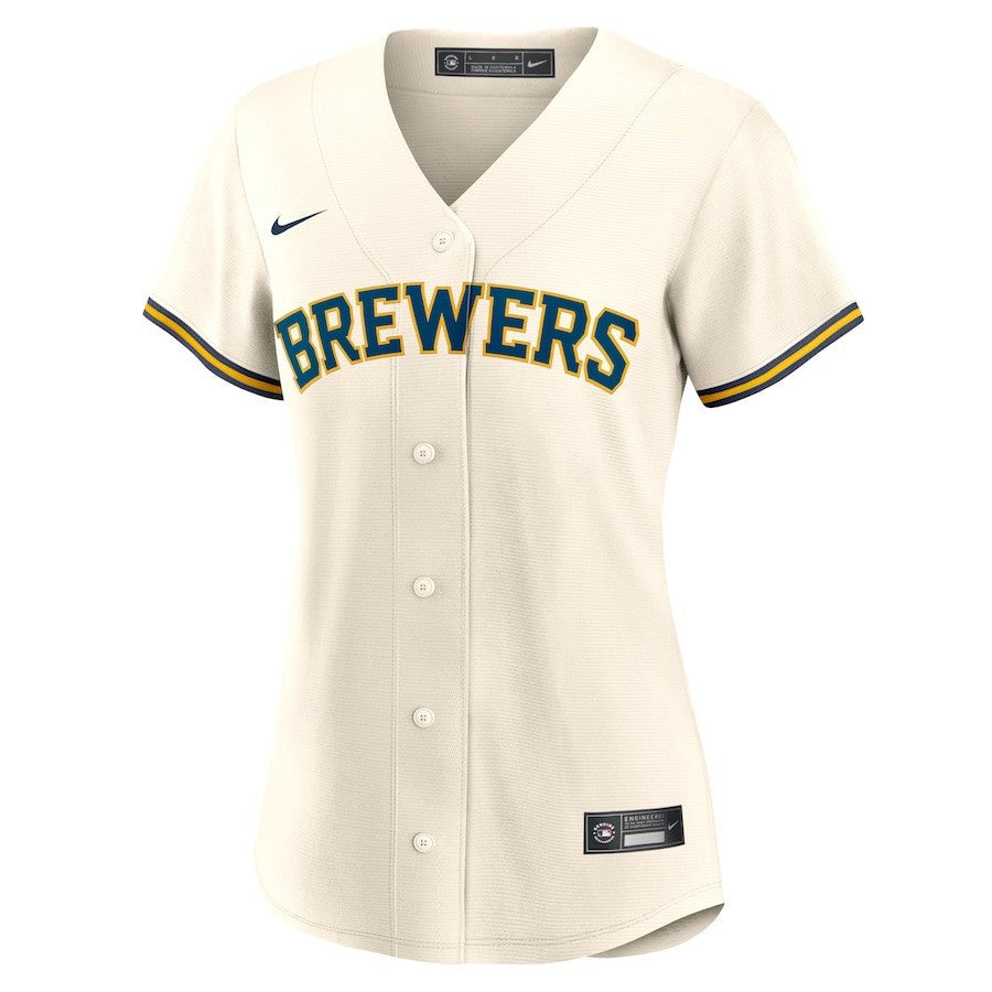 Christian Yelich 22 Milwaukee Brewers Women's Home Player Jersey - Cream
