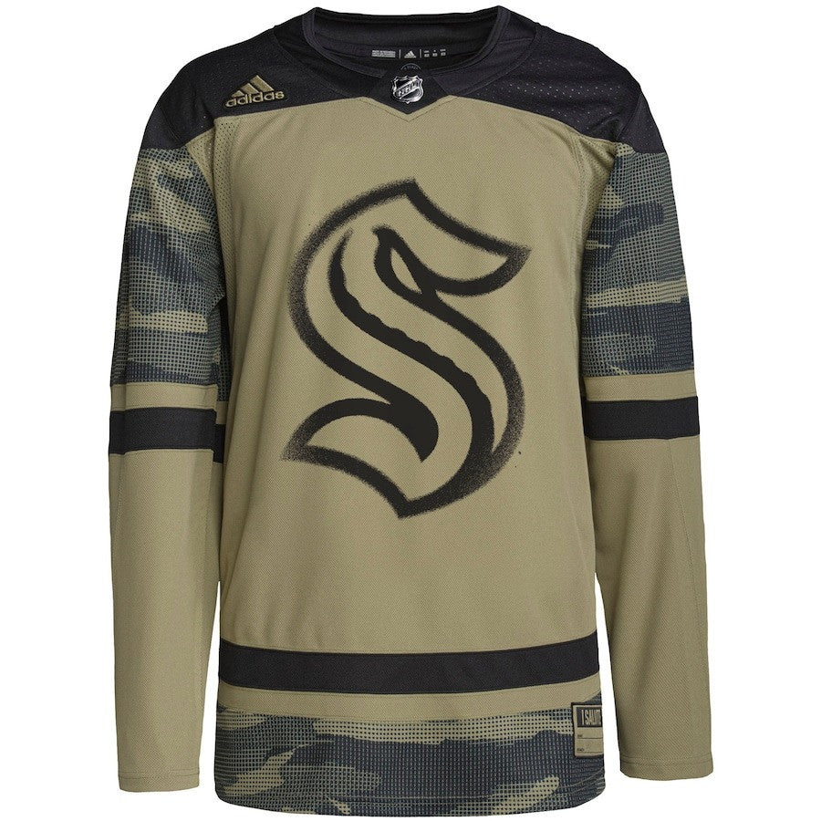 Seattle Kraken Military Appreciation Team Custom Practice Jersey - Camo