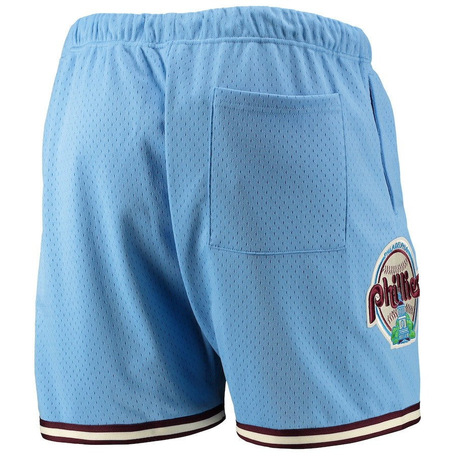 Philadelphia Phillies Team Standard Logo Mesh Shorts - Light Blue