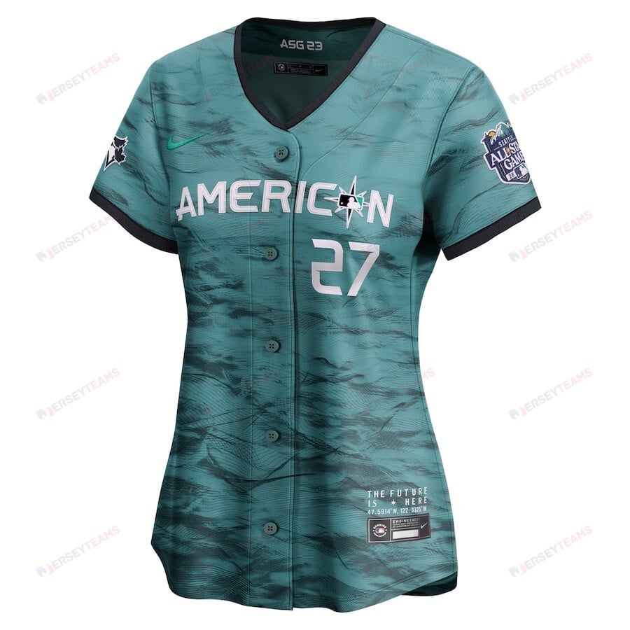 Vladimir Guerrero Jr. 27 American League Women's 2023 All-Star Game Limited Jersey - Teal