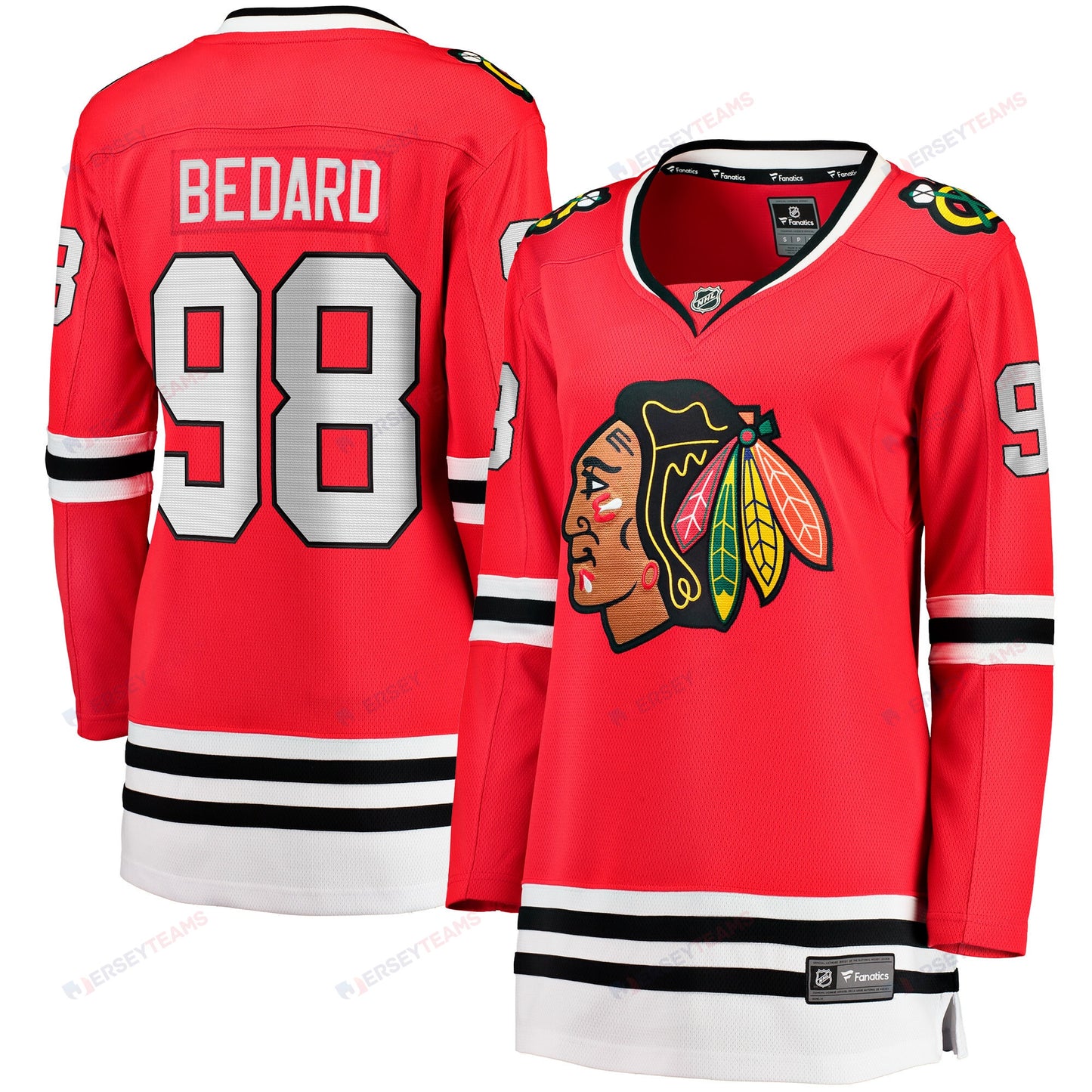 Connor Bedard 98 Chicago Blackhawks Women's 2023 Draft Home Breakaway Jersey - Red