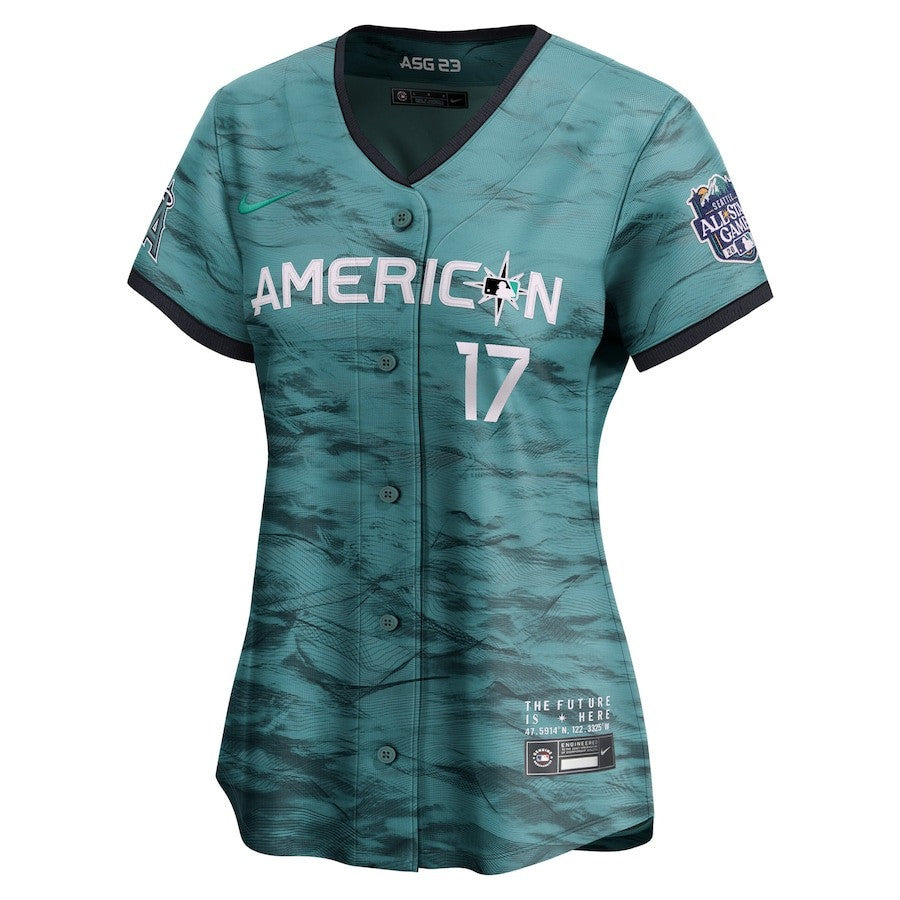 Shohei Ohtani 17 Los Angeles Angels Signed Logo 2023 All-Star Game Limited Player Women Jersey - Teal