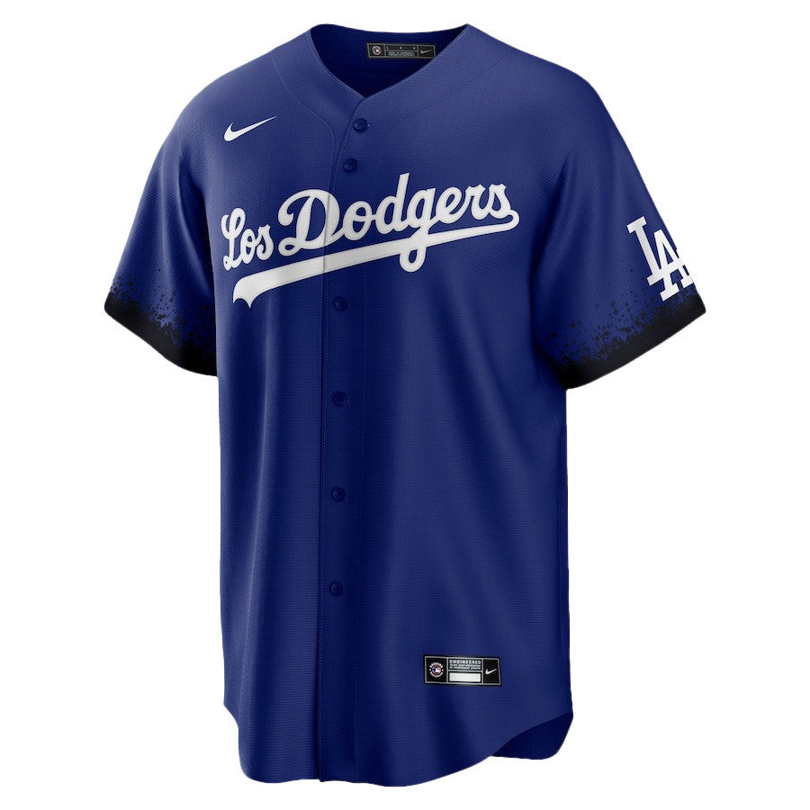 Mookie Betts 50 Los Angeles Dodgers Signed Cartoon 2023 City Connect Player Men Jersey - Royal