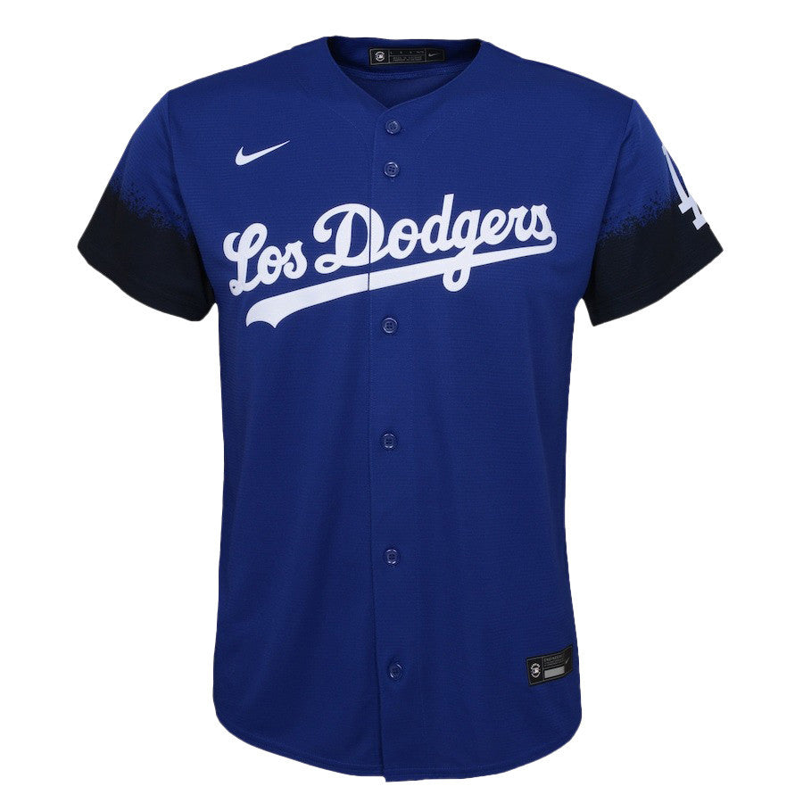 Freddie Freeman 5 Los Angeles Dodgers Signed Logo 2023 City Connect Player YOUTH Jersey - Royal