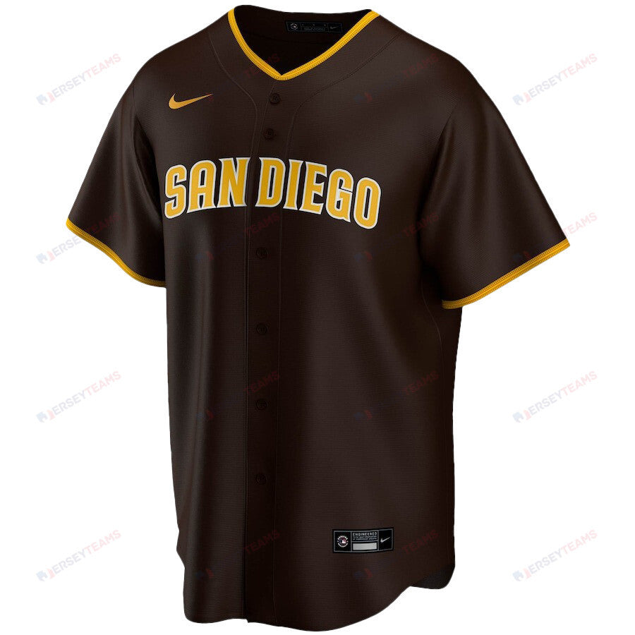 Juan Soto 22 San Diego Padres Signed Posture 2023 Alternate Player Men Jersey - Brown