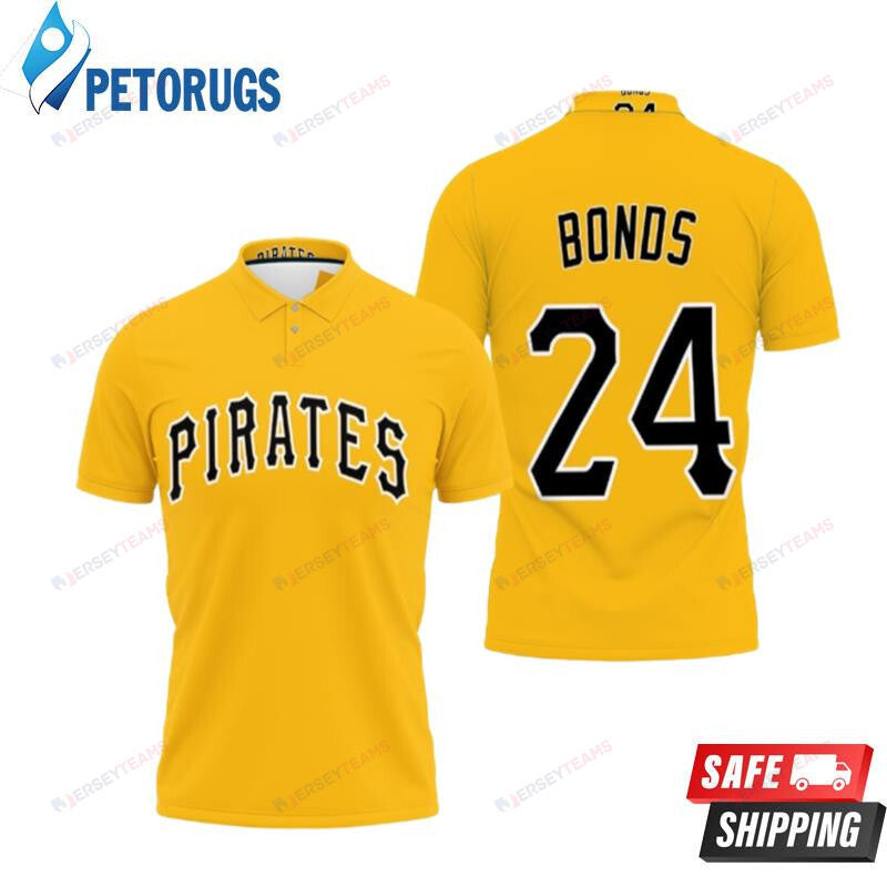 Pittsburgh Pirates Barry Bonds #24 Great Player Baseball Team Logo Majestic Official Gold 2019 Printed Polo Shirt