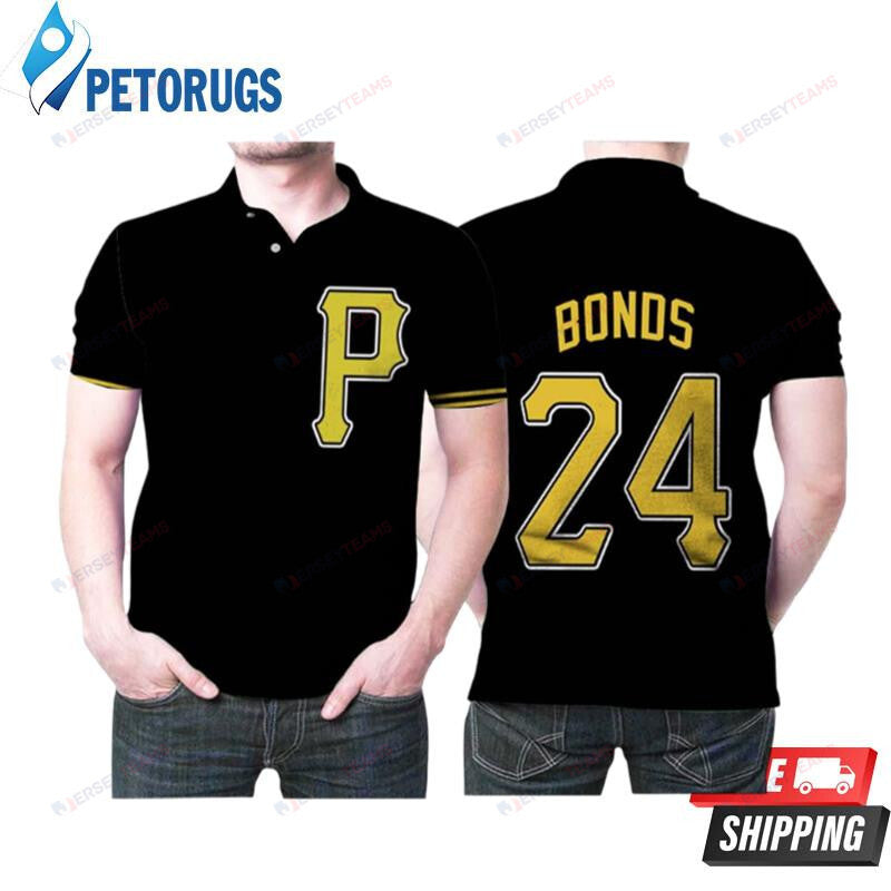 Pittsburgh Pirates Barry Bonds #24 Great Player Baseball Team Logo Majestic Black 2019 Printed Polo Shirt