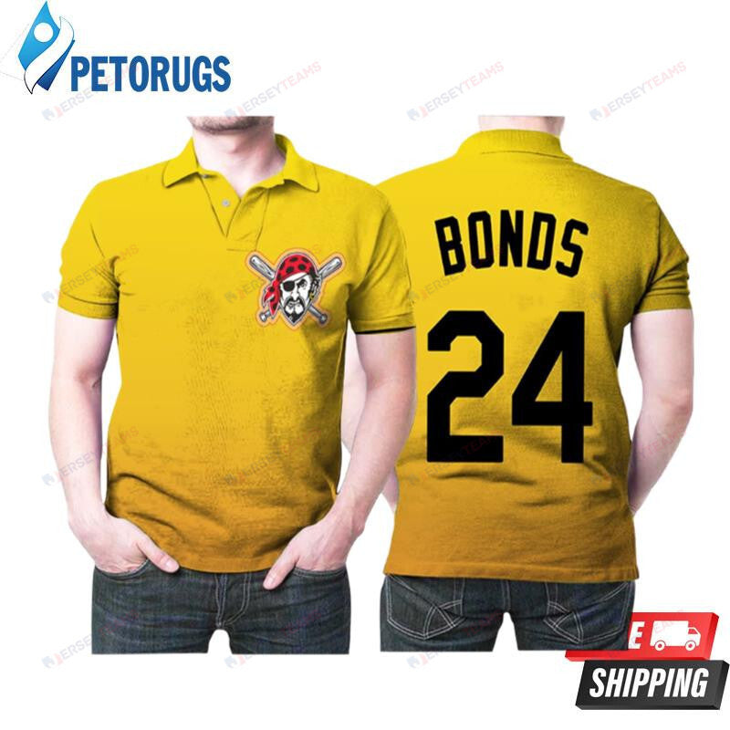 Pittsburgh Pirates 24 Barry Bonds Throwback Yellow Inspired Style Printed Polo Shirt
