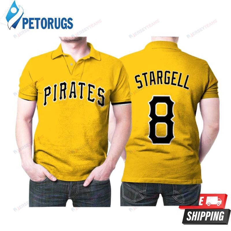 Pittsburgh Pirates Willie Stargell #8 Great Player Baseball Team Logo Majestic Official Gold 2019 Printed Polo Shirt