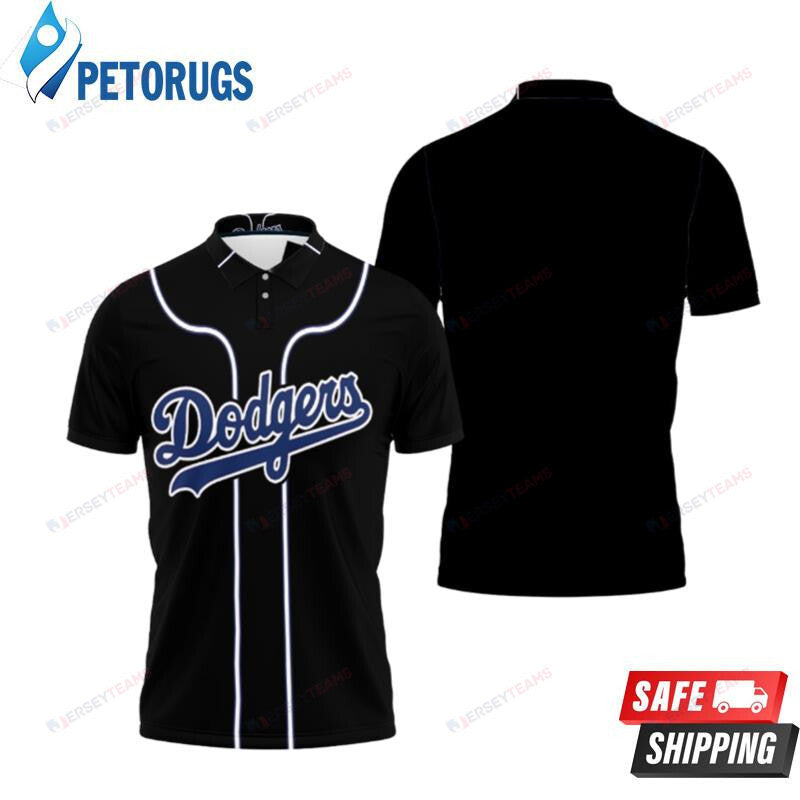 Majestic Los Angeles Dodgers Blank 2020 Player Black Inspired Style Printed Polo Shirt