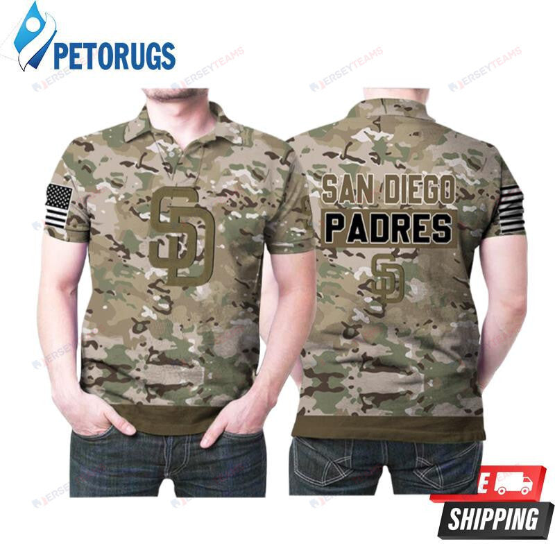 San Diego Padres Camouflage Veteran Us Flag Printed Polo Shirt