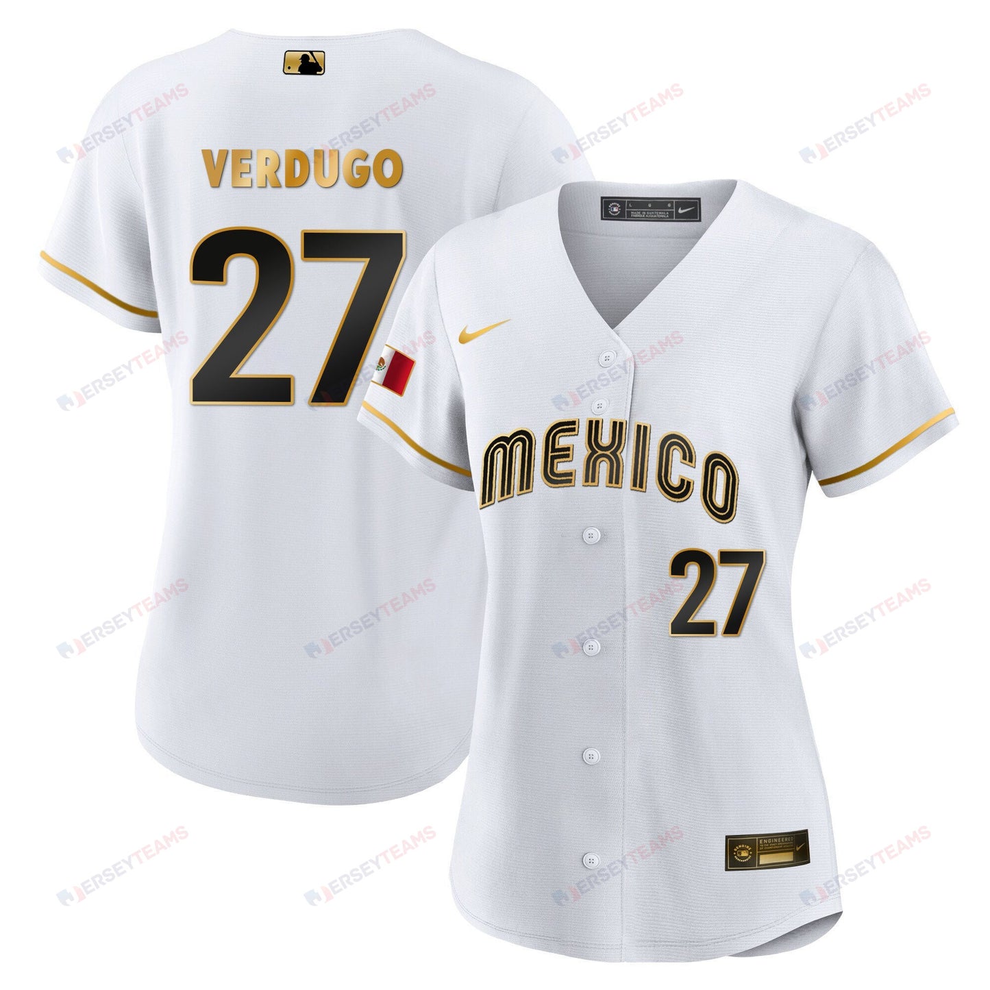 Alex Verdugo 27 Mexico 2023 Baseball Jersey - White Gold