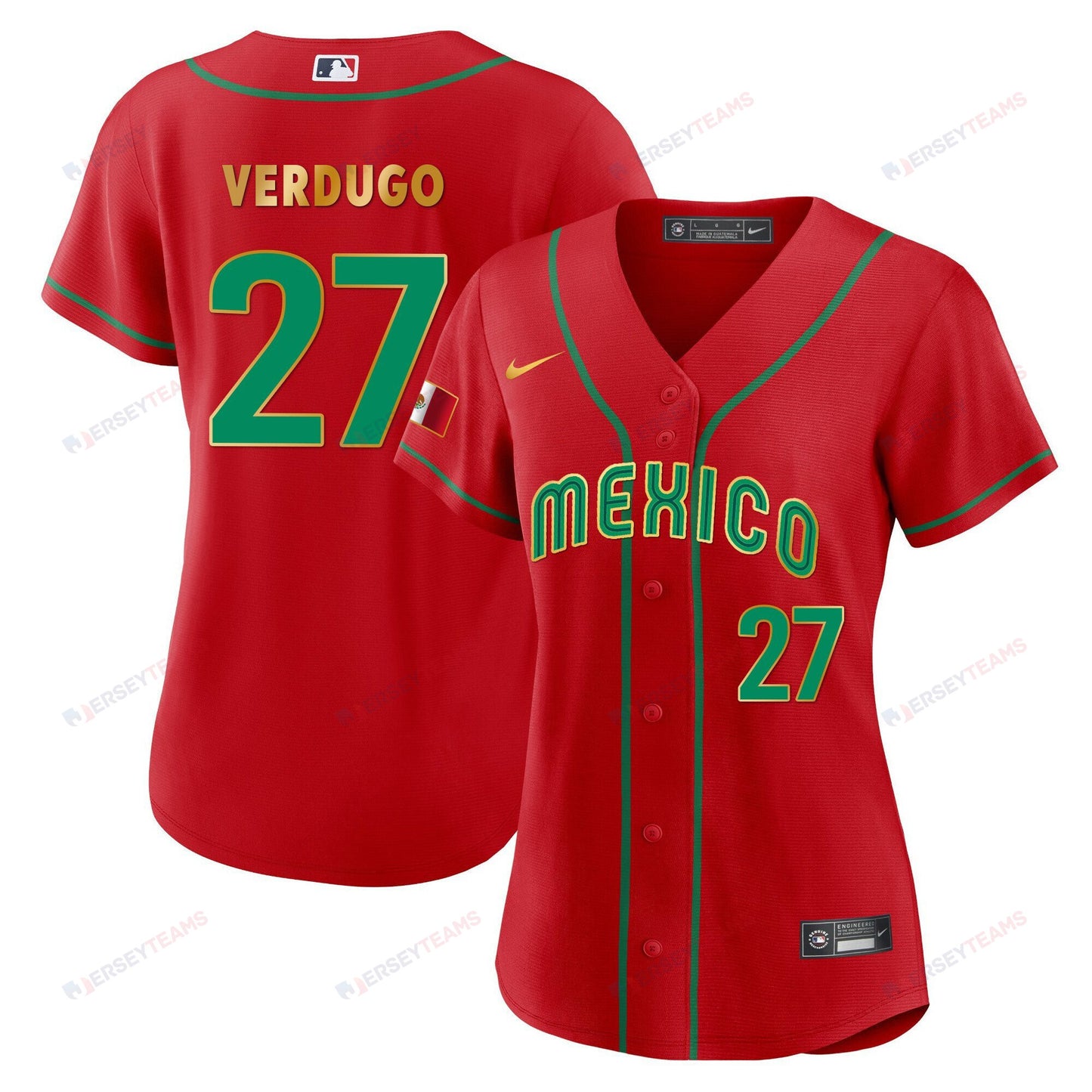 Alex Verdugo 27 Mexico 2023 Baseball Jersey - Red Gold Trim
