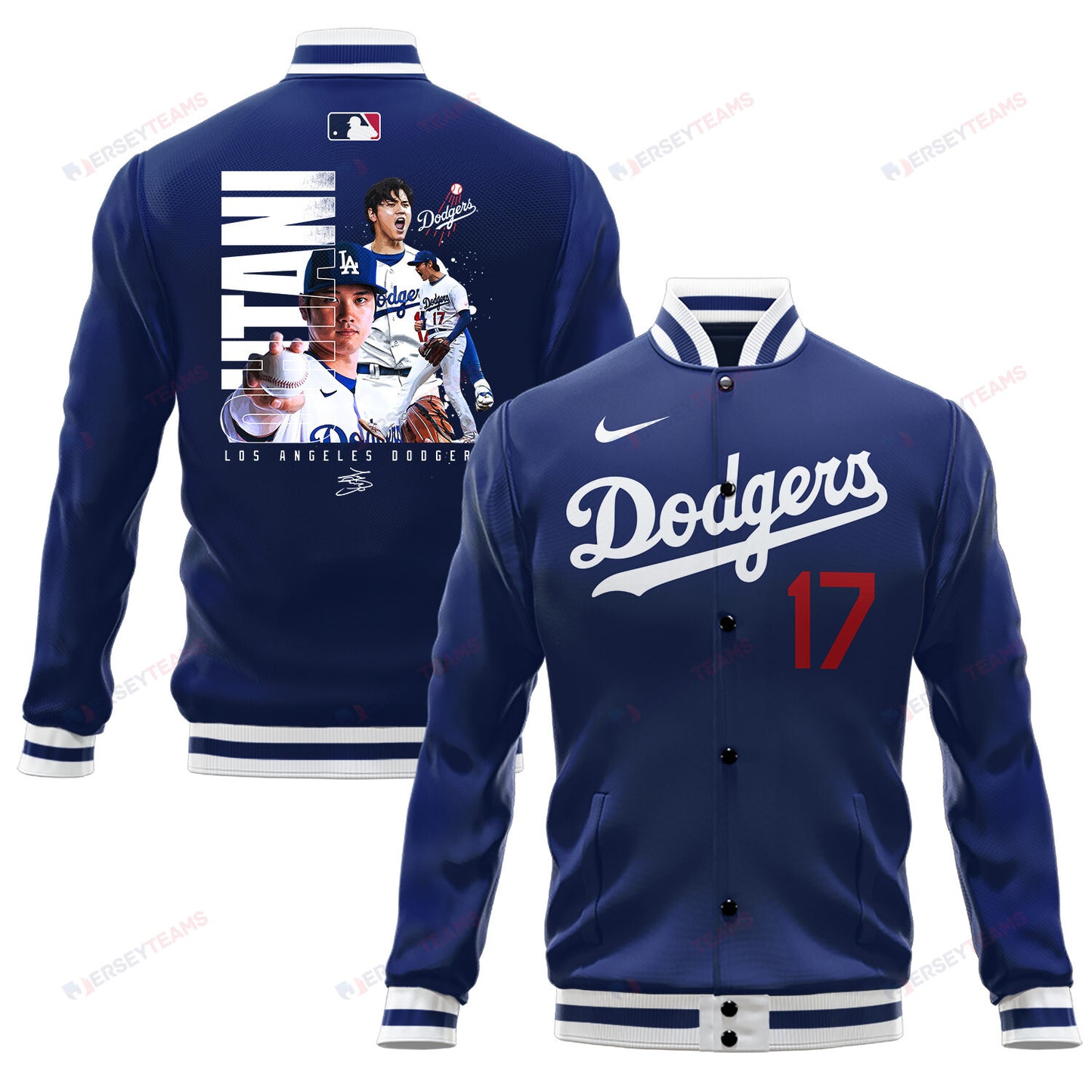 Shohei Ohtani 17 Los Angeles Dodgers Shotime Signed Baseball Jacket - Royal - All-Over-Printed Jacket