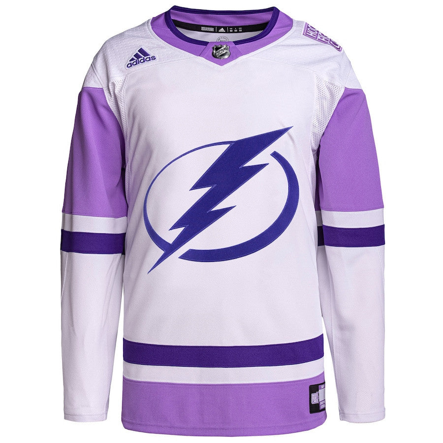 Tampa Bay Lightning Hockey Fights Cancer Primegreen Custom Men Jersey - White/Purple
