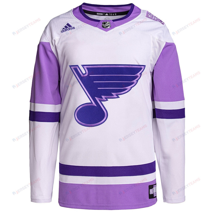 St. Louis Blues Hockey Fights Cancer Primegreen Custom Men Jersey - White/Purple