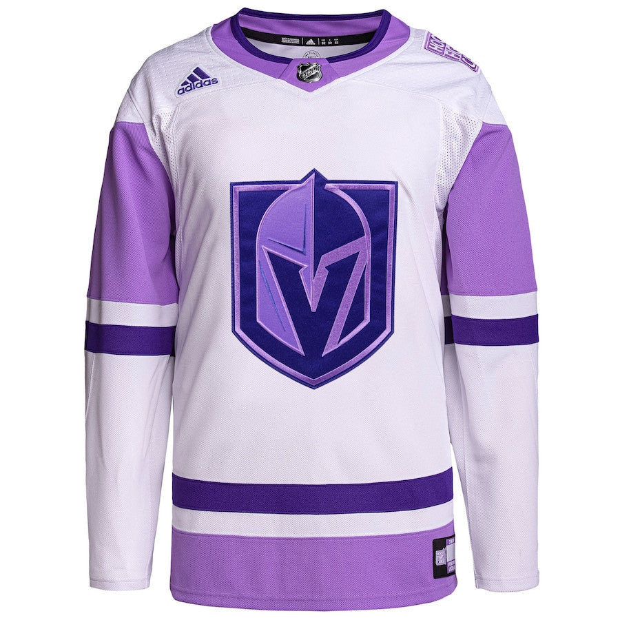 Vegas Golden Knights Hockey Fights Cancer Primegreen Custom Men Jersey - White/Purple