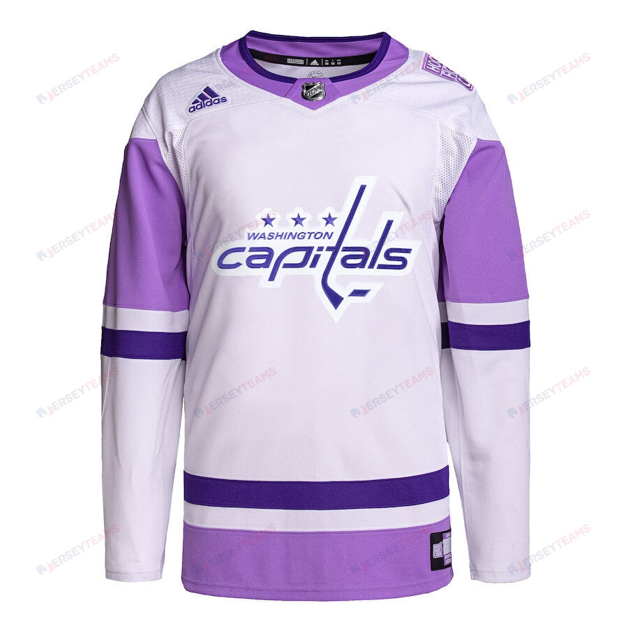 Washington Capitals Hockey Fights Cancer Primegreen Men Jersey - White/Purple