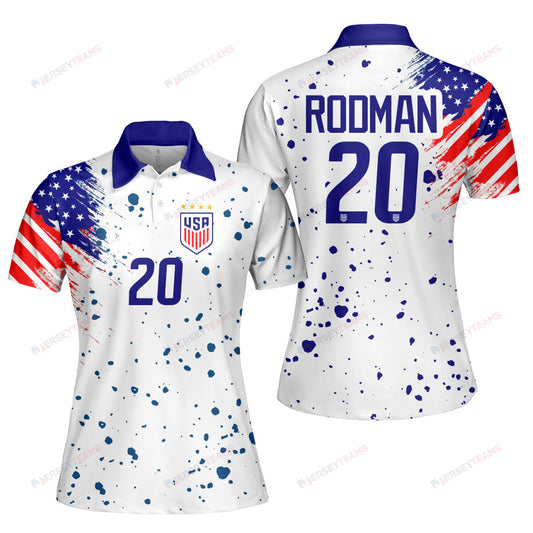 Trinity Rodman 20 USWNT Soccer Women Printed Polo Shirt - White