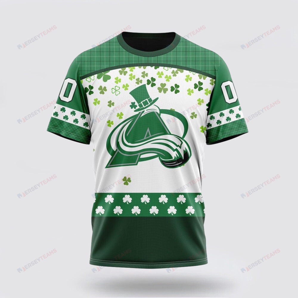 Colorado Avalanche Special Design For St Patrick Day Custom AOP T-Shirt - White