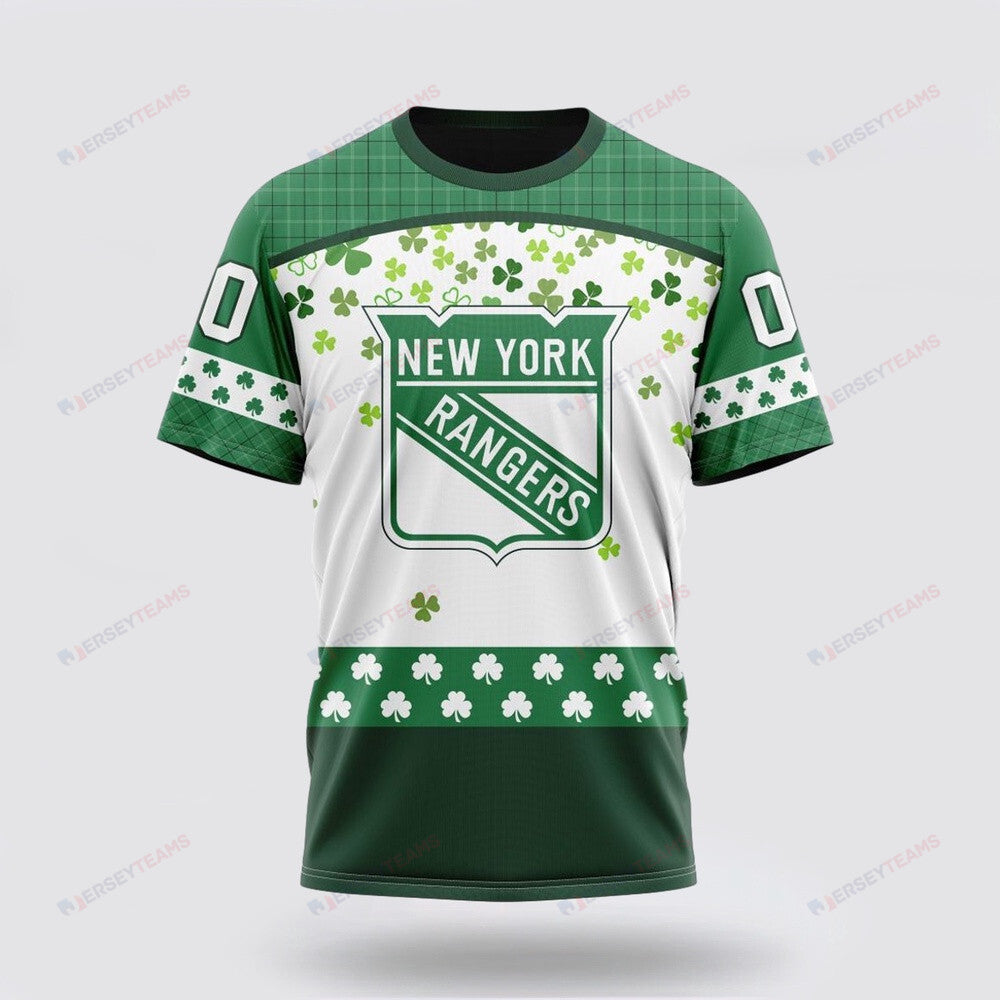 New York Rangers Special Design For St Patrick Day Custom AOP T-Shirt - White
