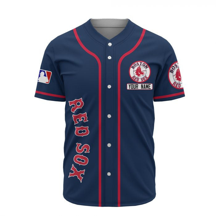 Boston Red Sox Custom Name Baseball Jersey - Navy