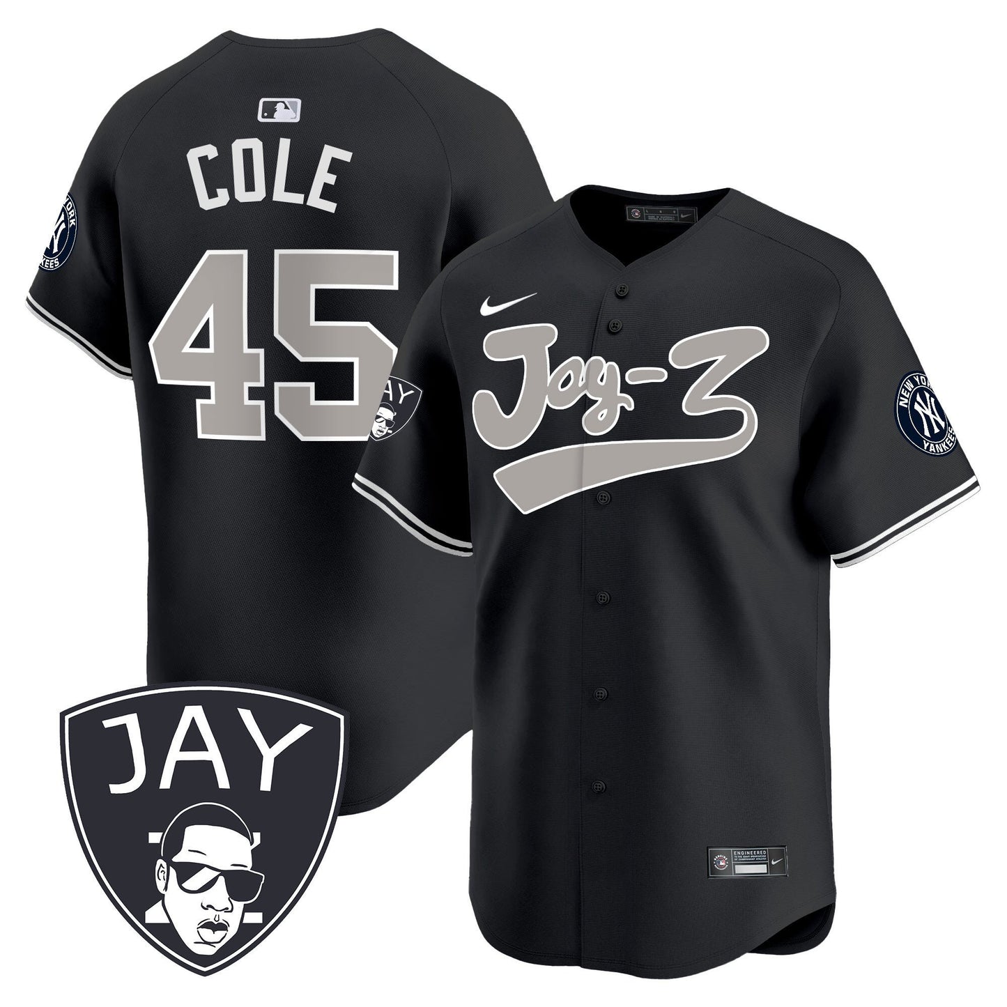 Gerrit Cole 45 New York Yankees Jay-Z Men Jersey - Black