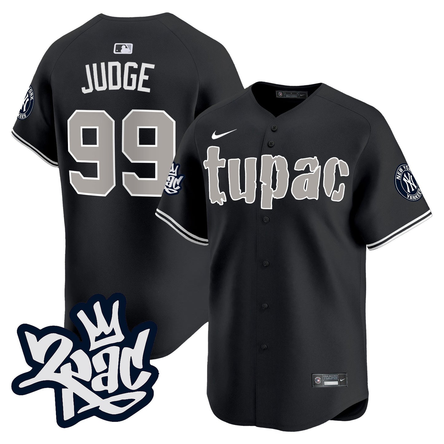 Aaron Judge 99 New York Yankees Tupac Shakur Men Jersey - Black