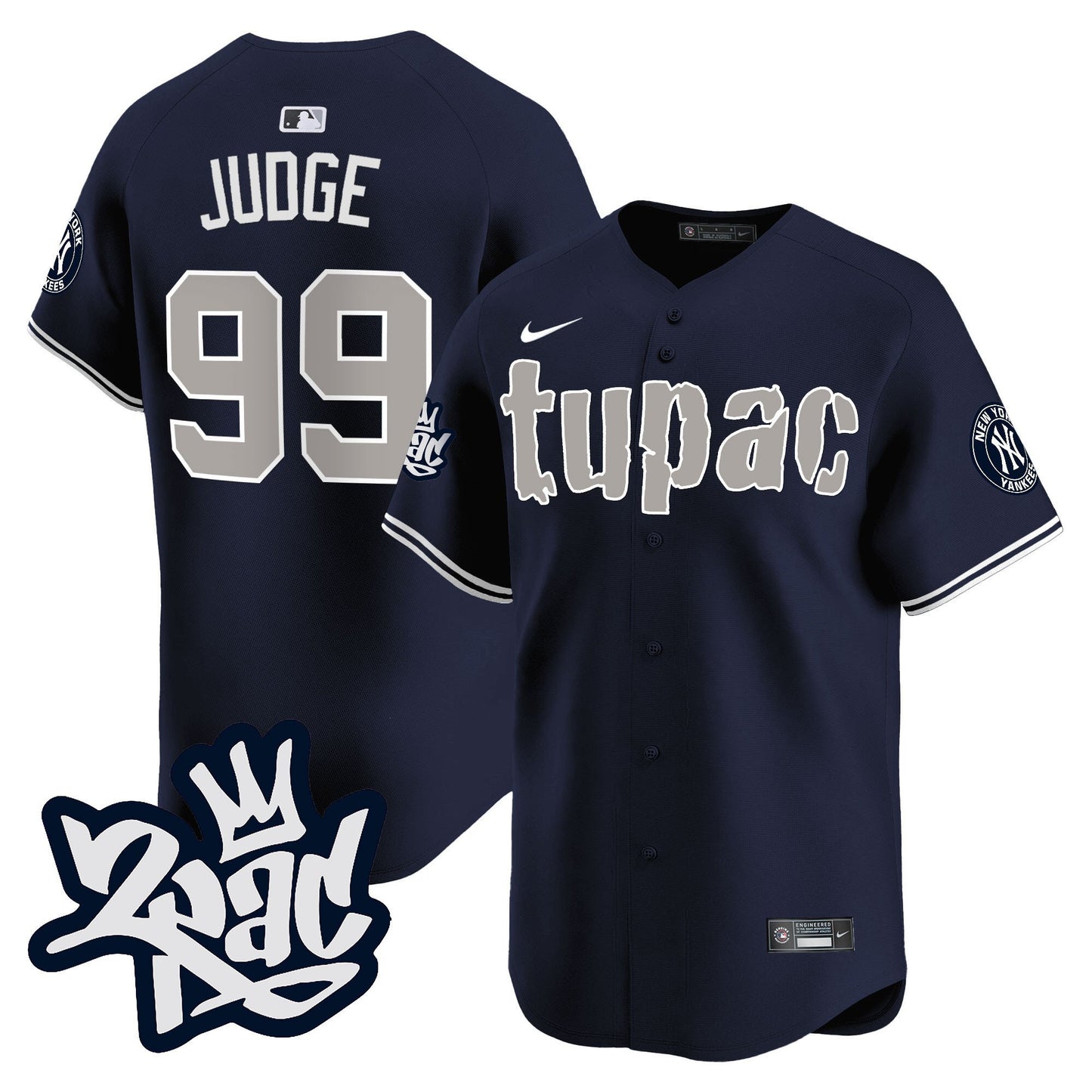Aaron Judge 99 New York Yankees Tupac Shakur Men Jersey - Navy