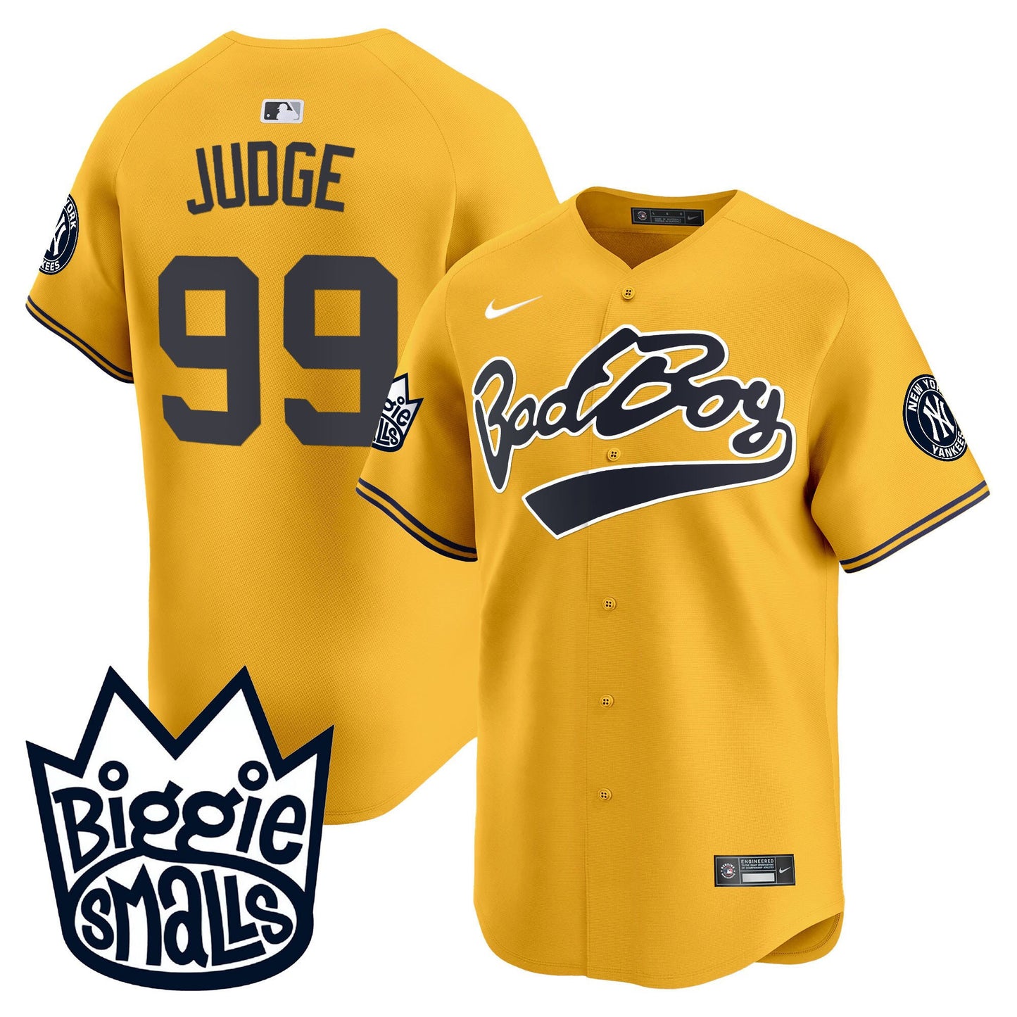 Aaron Judge 99 New York Yankees Biggie Smalls Men Jersey - Gold
