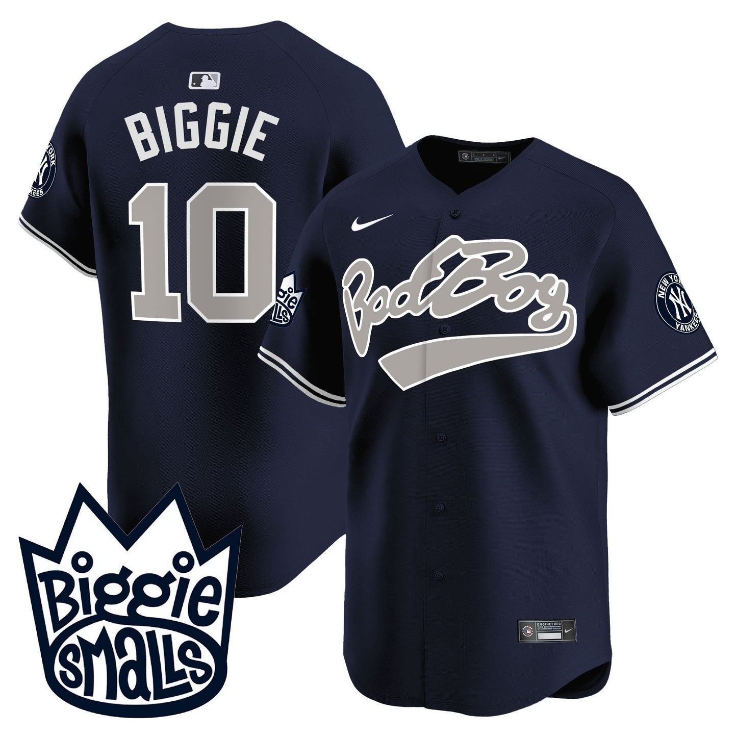 Biggie 10 New York Yankees Biggie Smalls Men Jersey - Navy
