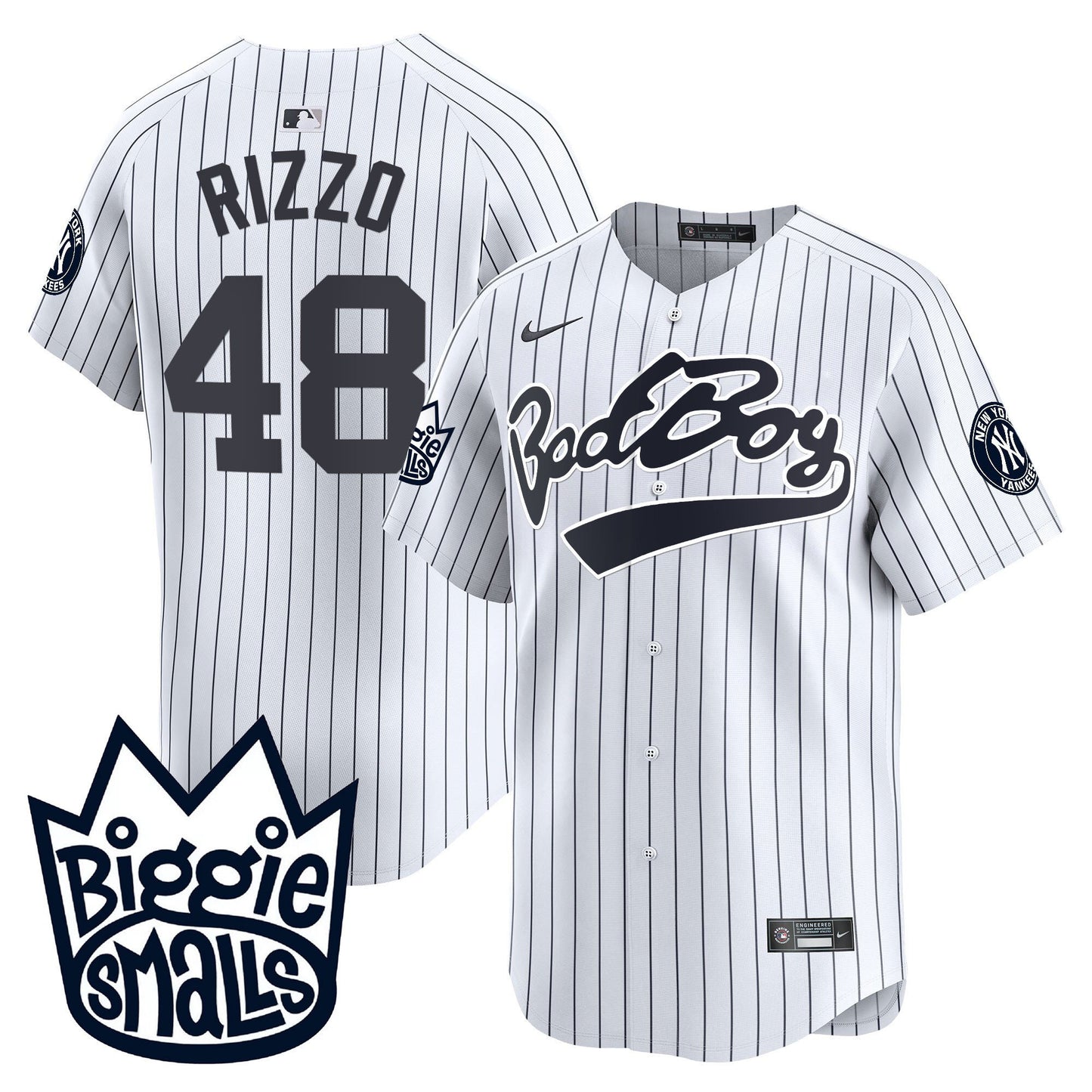 Anthony Rizzo 48 New York Yankees Biggie Smalls Men Jersey - White
