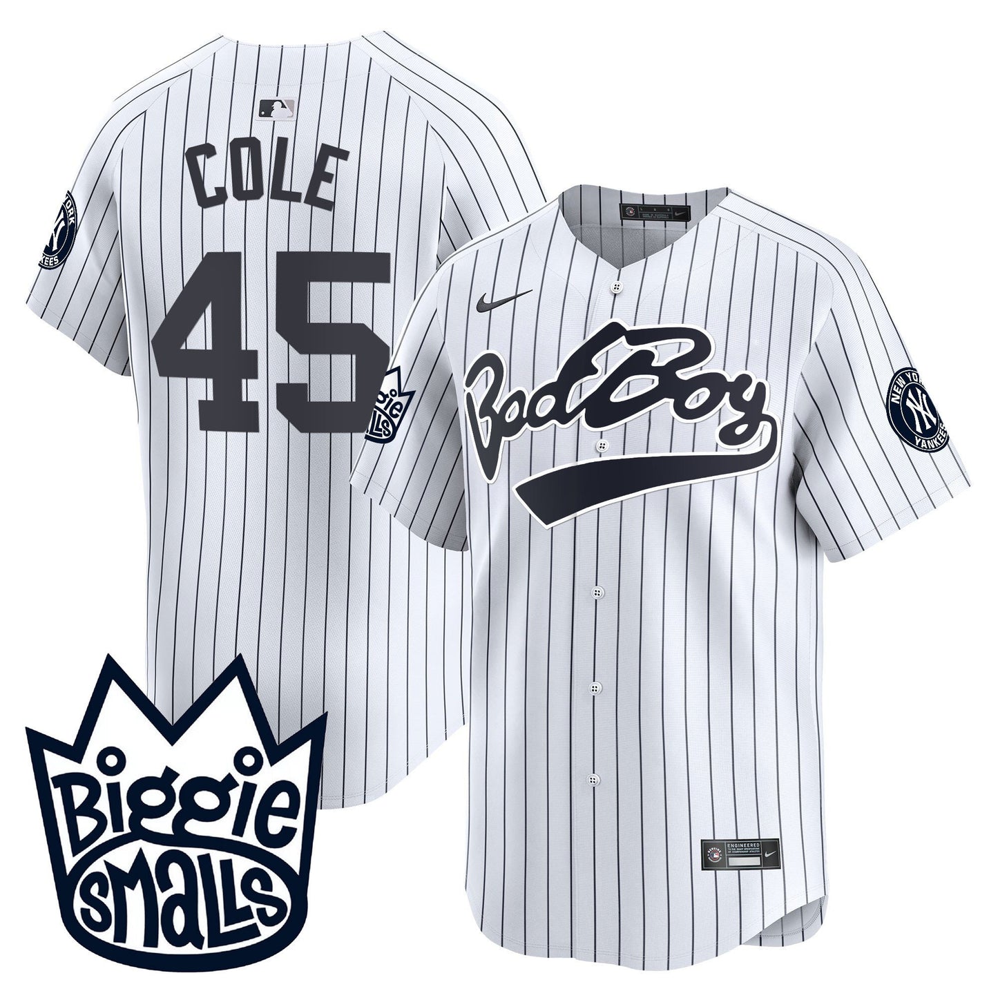 Gerrit Cole 45 New York Yankees Biggie Smalls Men Jersey - White