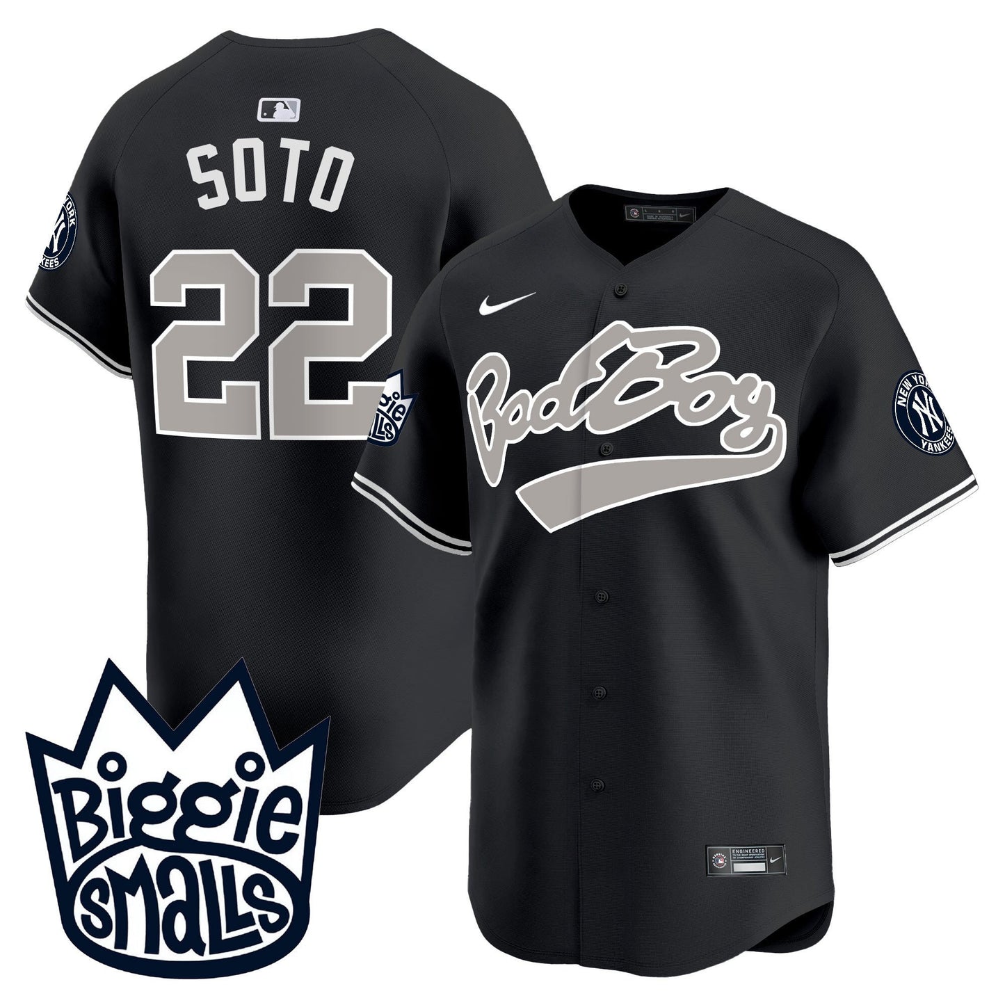 Juan Soto 22 New York Yankees Biggie Smalls Men Jersey - Black