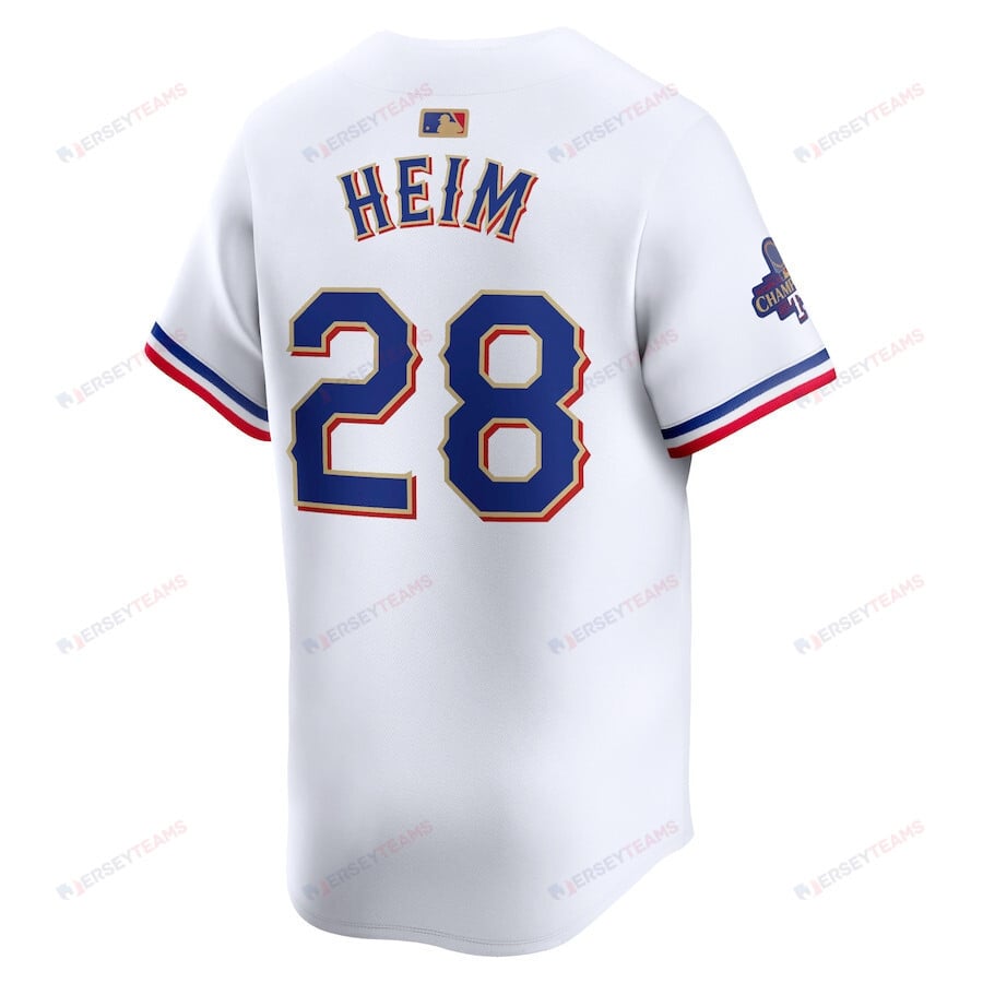 Jonah Heim 28 Texas Rangers 2024 Gold Collection Limited Jersey - White