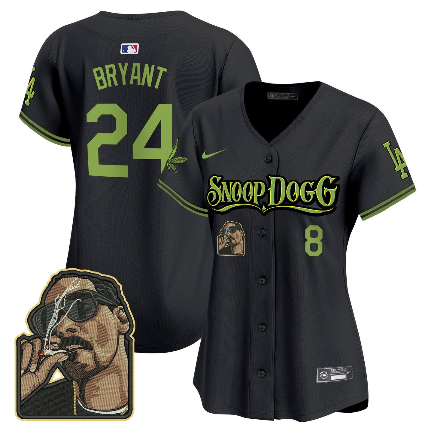 Kobe Bryant 24 Los Angeles Dodgers Snoop Dogg Women Jersey - Black